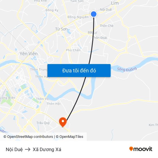 Nội Duệ to Xã Dương Xá map