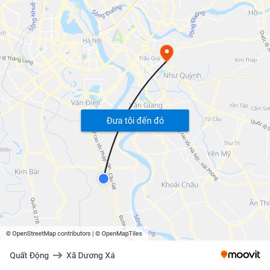 Quất Động to Xã Dương Xá map