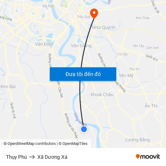 Thụy Phú to Xã Dương Xá map