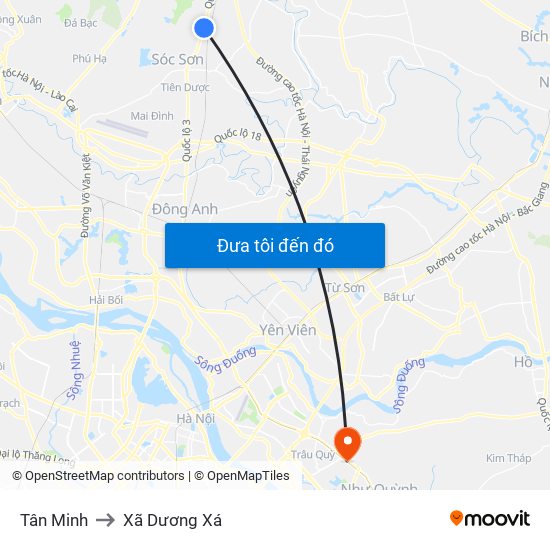 Tân Minh to Xã Dương Xá map