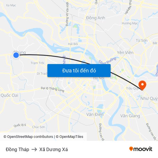 Đồng Tháp to Xã Dương Xá map