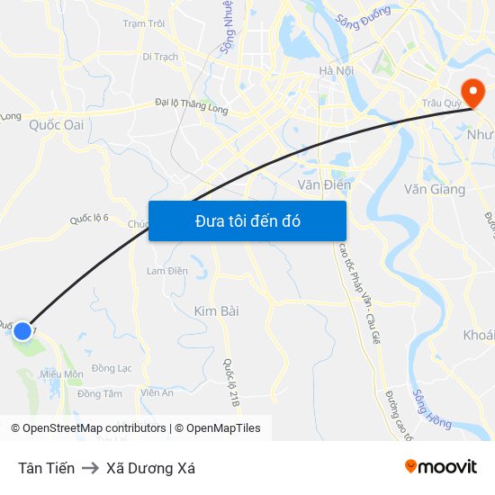 Tân Tiến to Xã Dương Xá map