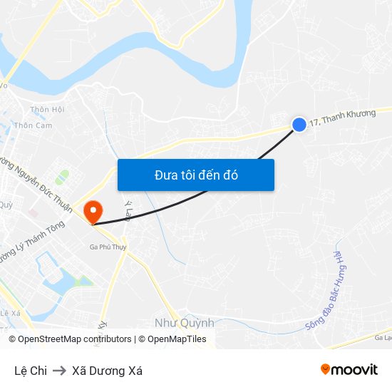 Lệ Chi to Xã Dương Xá map