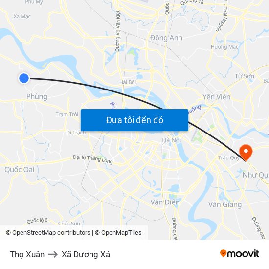 Thọ Xuân to Xã Dương Xá map