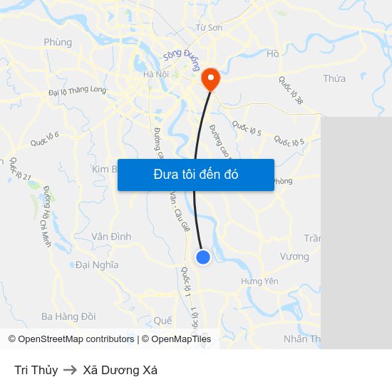 Tri Thủy to Xã Dương Xá map