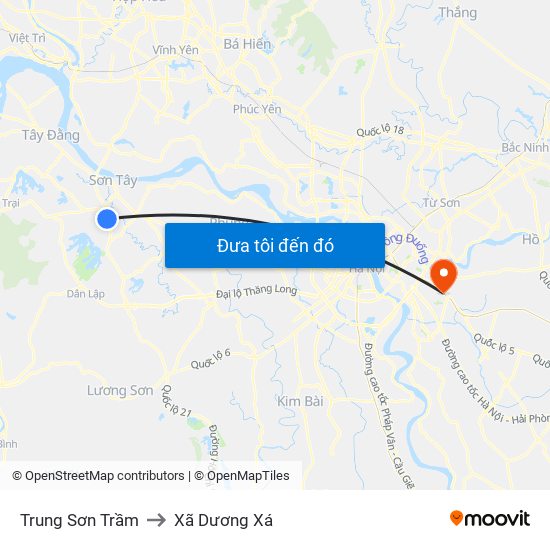 Trung Sơn Trầm to Xã Dương Xá map