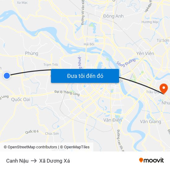 Canh Nậu to Xã Dương Xá map