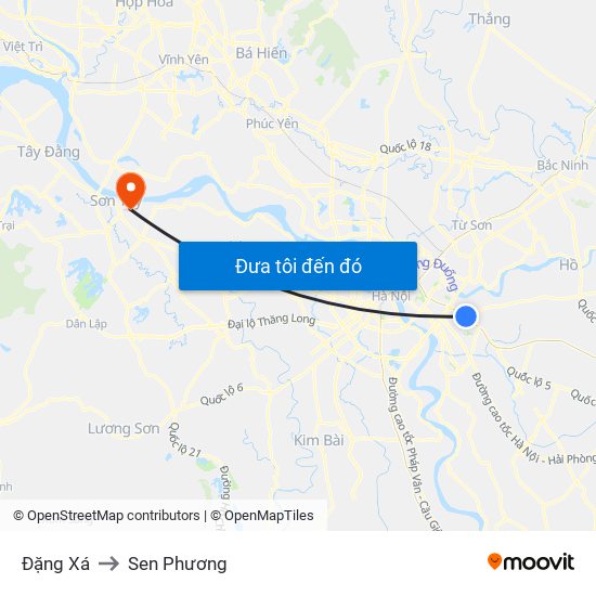 Đặng Xá to Sen Phương map