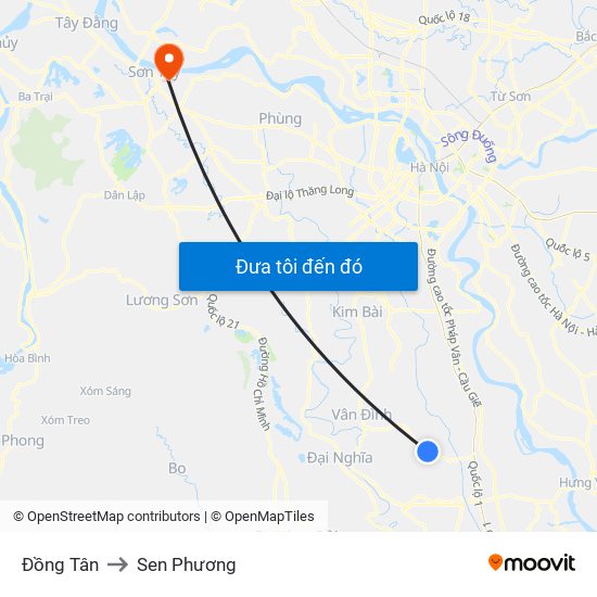 Đồng Tân to Sen Phương map