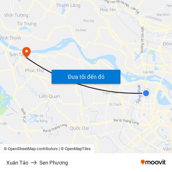 Xuân Tảo to Sen Phương map