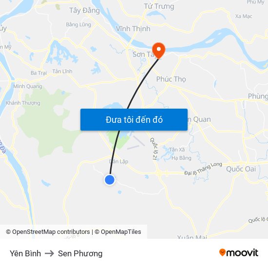 Yên Bình to Sen Phương map