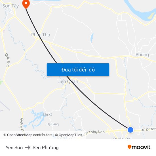 Yên Sơn to Sen Phương map