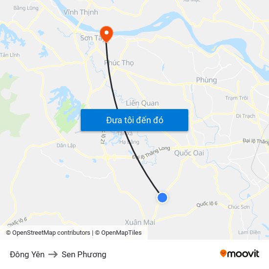 Đông Yên to Sen Phương map