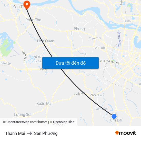 Thanh Mai to Sen Phương map