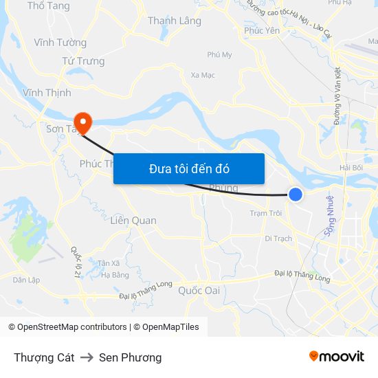 Thượng Cát to Sen Phương map