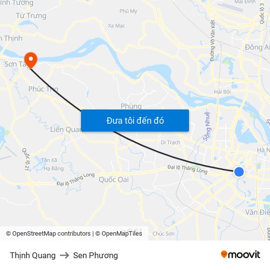 Thịnh Quang to Sen Phương map