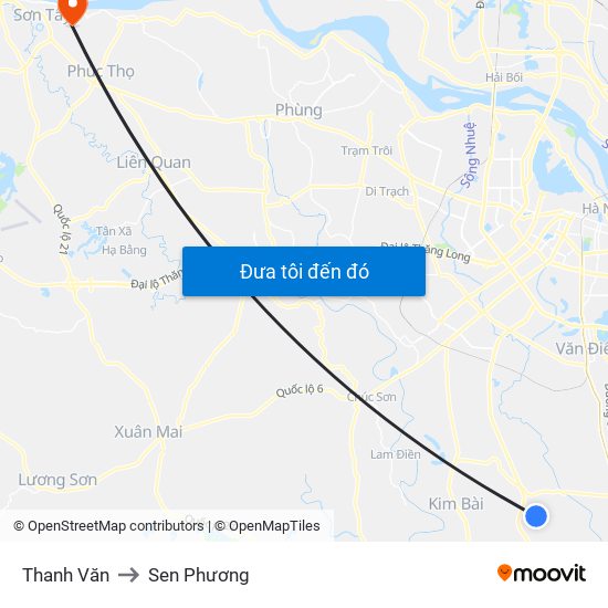 Thanh Văn to Sen Phương map
