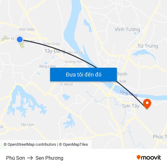 Phú Sơn to Sen Phương map