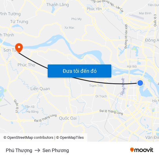 Phú Thượng to Sen Phương map