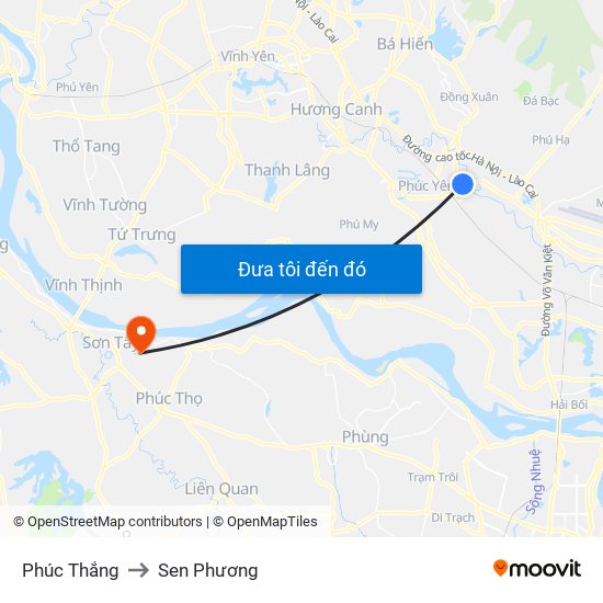 Phúc Thắng to Sen Phương map