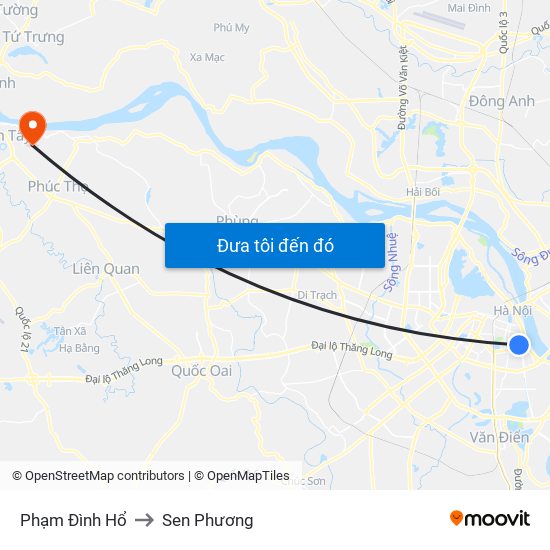 Phạm Đình Hổ to Sen Phương map