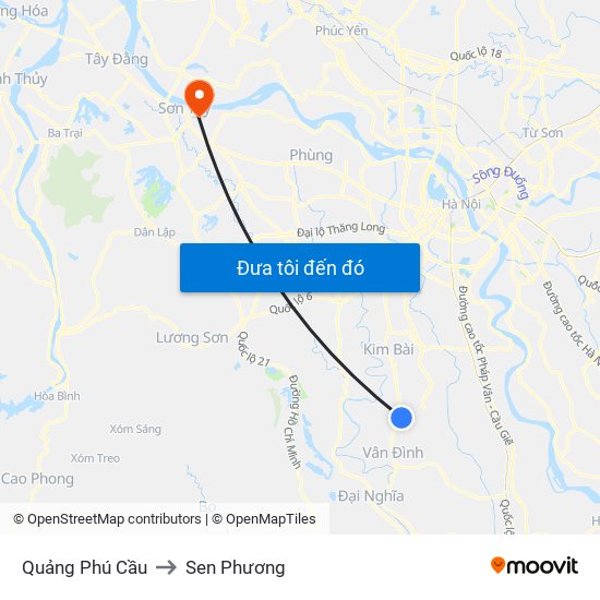 Quảng Phú Cầu to Sen Phương map