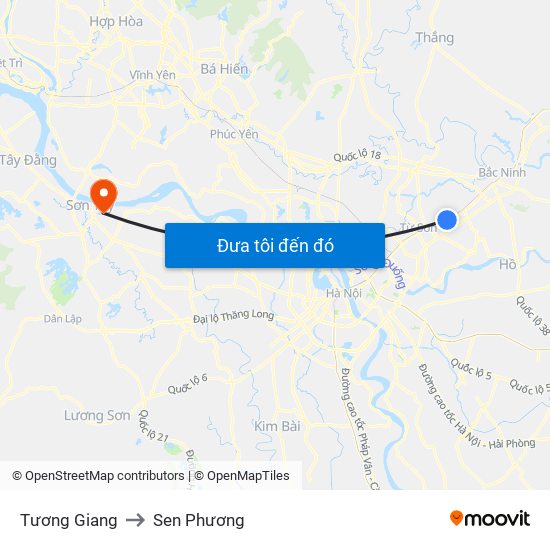 Tương Giang to Sen Phương map