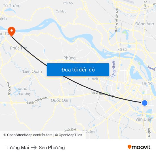 Tương Mai to Sen Phương map