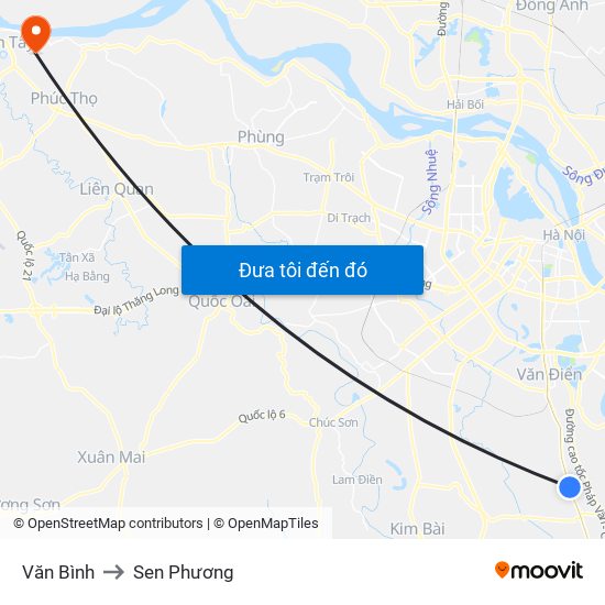 Văn Bình to Sen Phương map