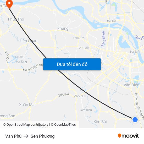 Văn Phú to Sen Phương map