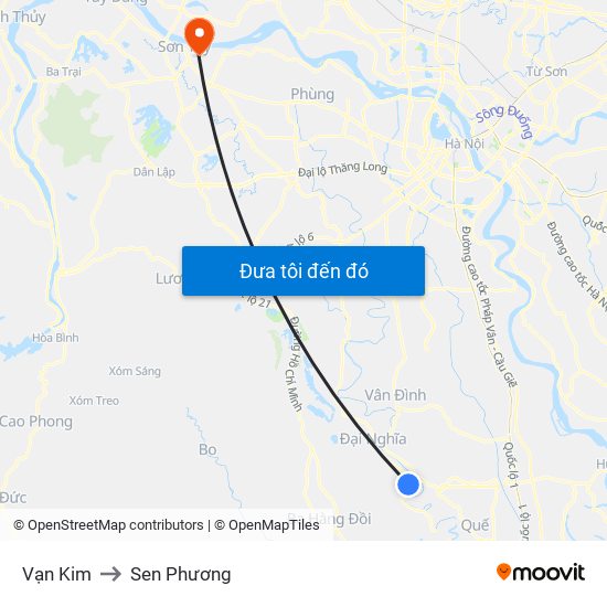 Vạn Kim to Sen Phương map