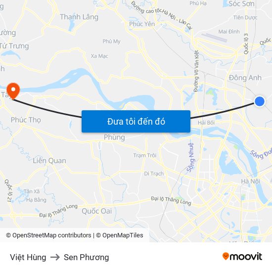 Việt Hùng to Sen Phương map