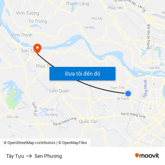 Tây Tựu to Sen Phương map