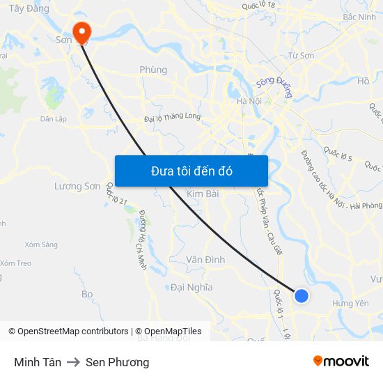 Minh Tân to Sen Phương map