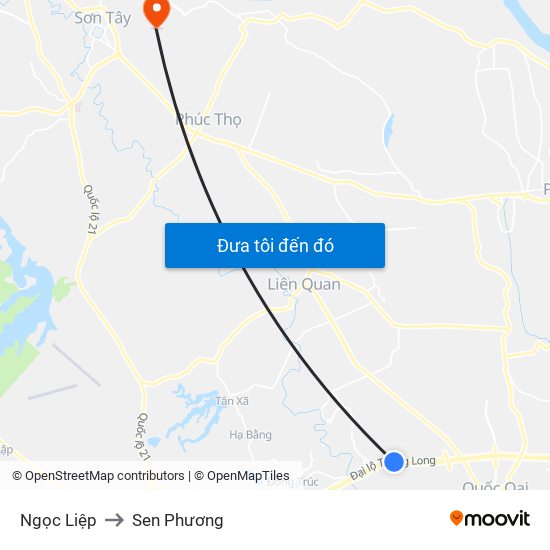 Ngọc Liệp to Sen Phương map