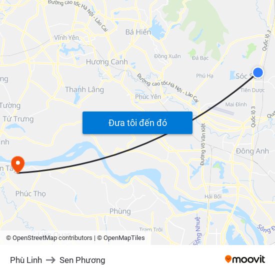 Phù Linh to Sen Phương map