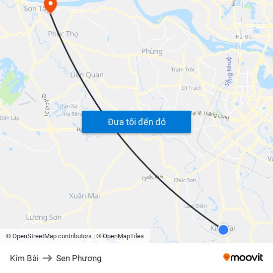 Kim Bài to Sen Phương map