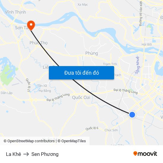 La Khê to Sen Phương map