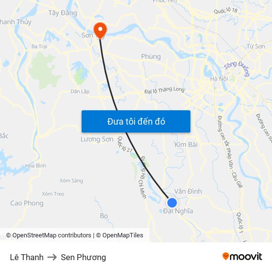 Lê Thanh to Sen Phương map