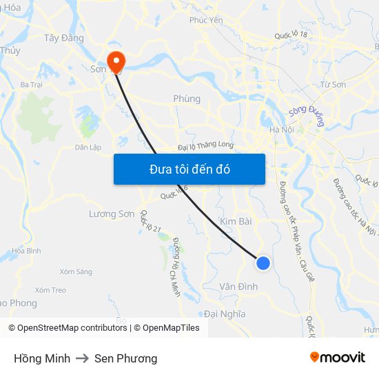 Hồng Minh to Sen Phương map