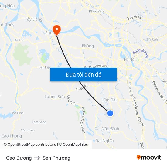 Cao Dương to Sen Phương map