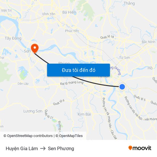 Huyện Gia Lâm to Sen Phương map