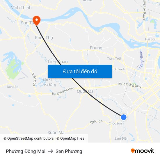Phường Đồng Mai to Sen Phương map