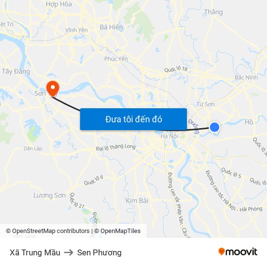 Xã Trung Mầu to Sen Phương map