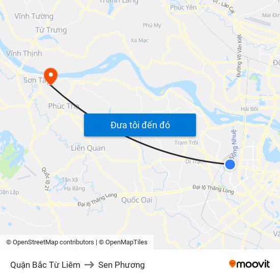 Quận Bắc Từ Liêm to Sen Phương map