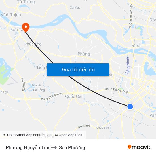 Phường Nguyễn Trãi to Sen Phương map