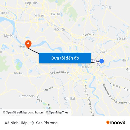 Xã Ninh Hiệp to Sen Phương map