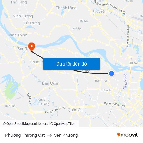 Phường Thượng Cát to Sen Phương map