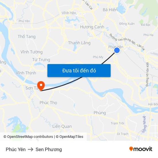 Phúc Yên to Sen Phương map