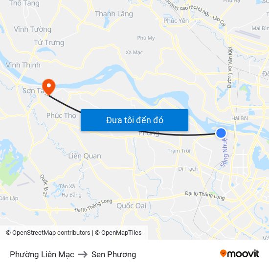 Phường Liên Mạc to Sen Phương map